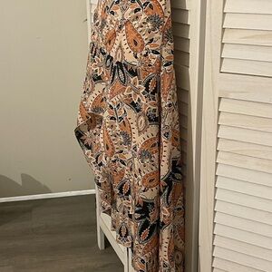 SHEIN Paisley Maxi Skirt in Orange and Black